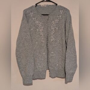 Blue Gret Women's Sweater with Floral Embroidery